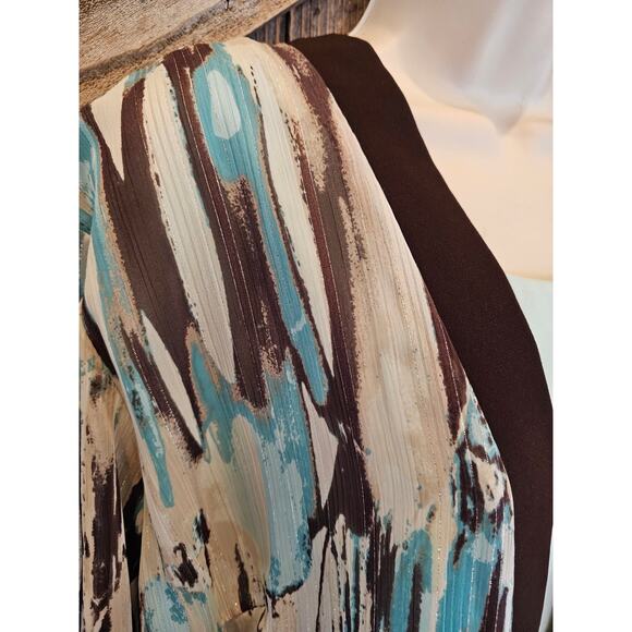 Fuax twinset career casual layering blouse blue stained glass 22W made in USA ^ - Picture 2 of 10